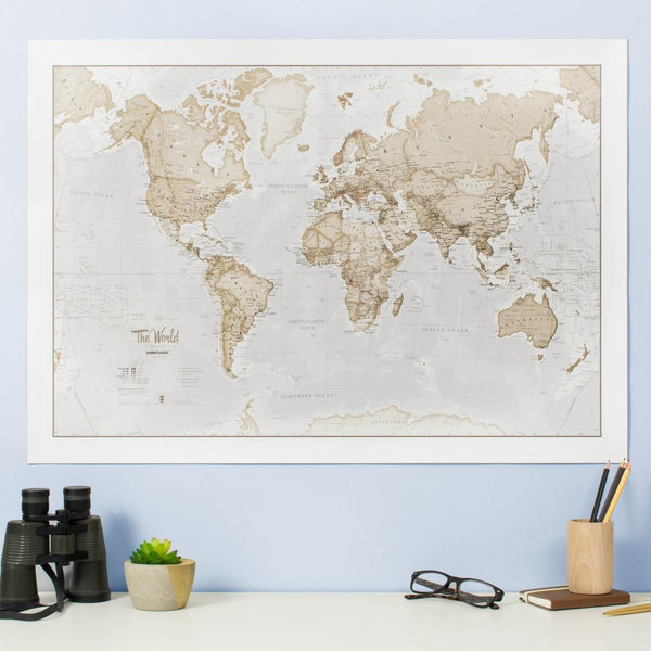 World as Art Neutral Colored Wall Map Maps International Ltd.