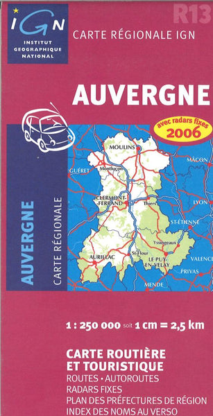 Auvergne Road Map Institut Geographique National