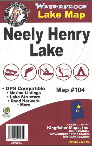 Neely Henry Lake Fishing Map Kingfisher Maps, Inc.