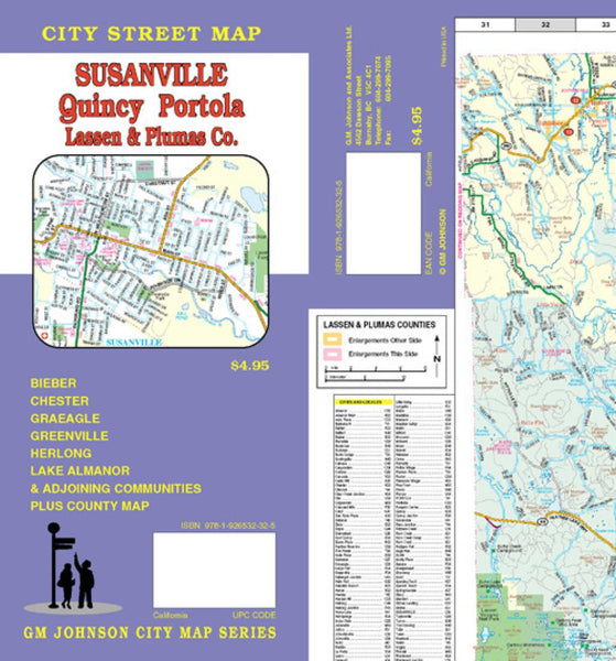 Susanville : Quincy : Portola : Lassen & Plumas Co. : city street map GM Johnson