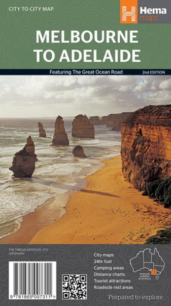 Melbourne to Adelaide : city to city map Hema Maps
