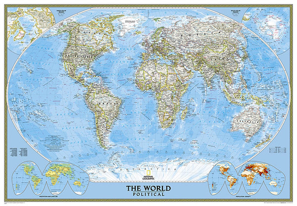 World Classic Enlarged Wall Map - Laminated (69" x 48") National Geographic Maps