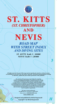 St Kitts and Nevis, Caribbean, Road Map by Kasprowski Publisher Eastview