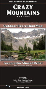 Crazy Mountains, Montana Outdoor Recreation Map with Topographic Shaded Relief by Beartooth Publishing