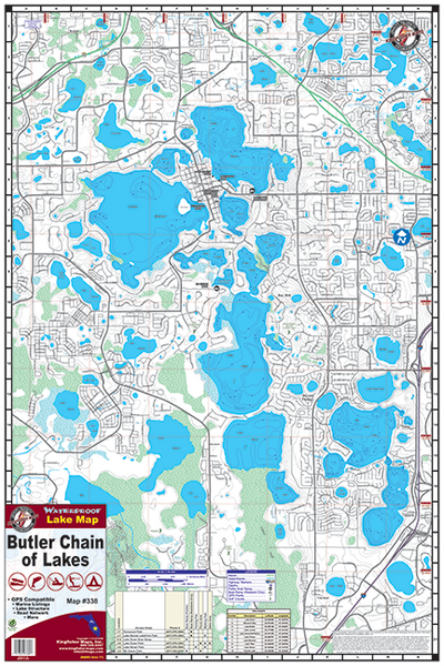 Cover of Butler Chain Lake Map by Kingfisher Maps, Inc.