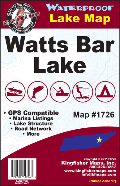 Cover of Watts Bar Lake Map by Kingfisher Maps, Inc.