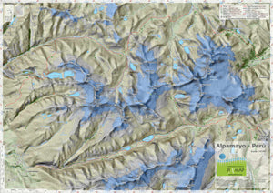 Cordillera Blanca Sur Topographic and Hiking Map by Pixmap