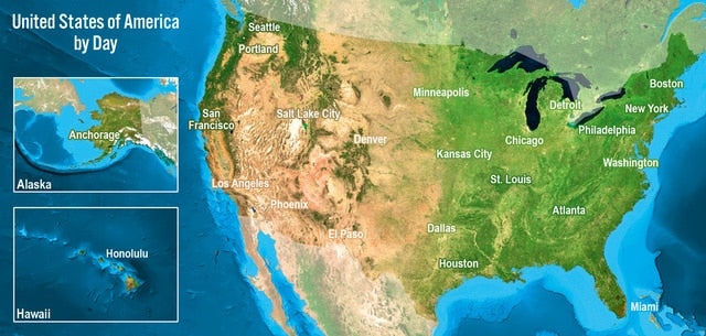 United States by Day and Night Postcard by Authentic Cards Eastview