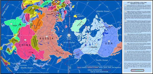Superpowers Physical Equal Area World Map Maps.com