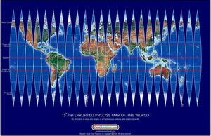 Interrupted Precise Equal Area Map of the World, Dark Blue