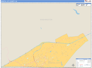 Bristol County, Virginia Zip Code Wall Map