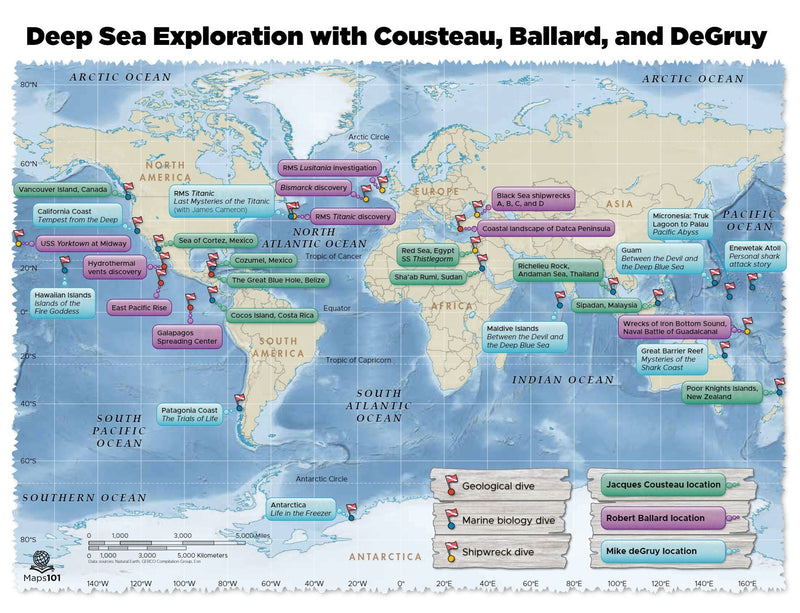 Deep Sea Exploration with Cousteau, Ballard, and DeGruy Maps.com