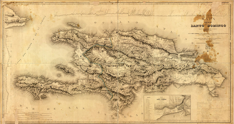 Antique Map of Hispaniola, Island of Santo Domingo (Dominican Republic and Haiti) Maps.com