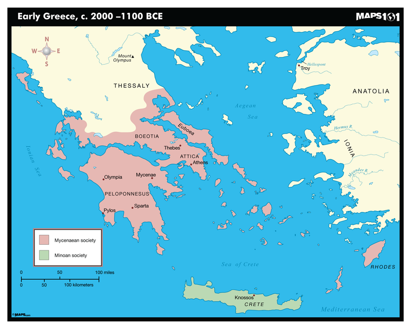Early Greece, c. 2000-1100 BCE Maps.com
