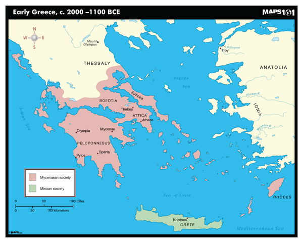 Early Greece, c. 2000-1100 BCE Maps.com