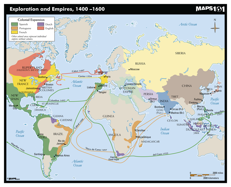 Exploration and Empires, 1400-1600 Map Maps.com