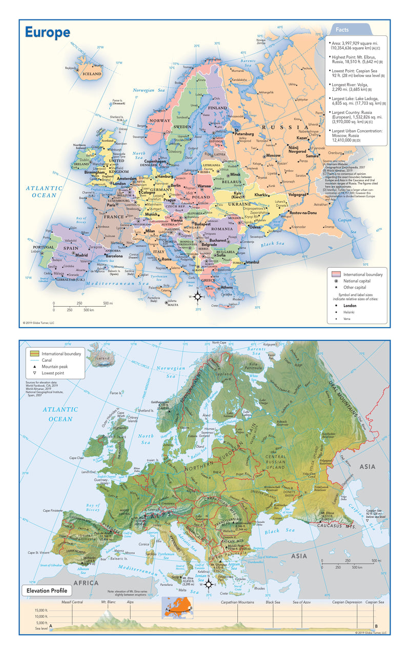 Europe Political and Physical Continent Map | Map Geek.com
