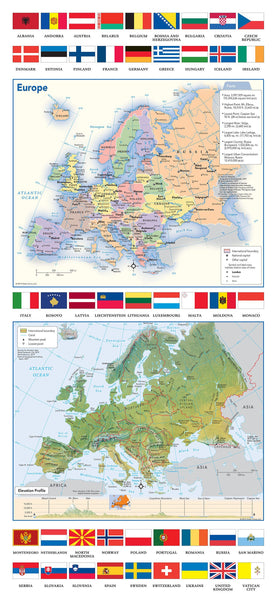 Cover of Europe Political and Physical Continent Map with Country Flags