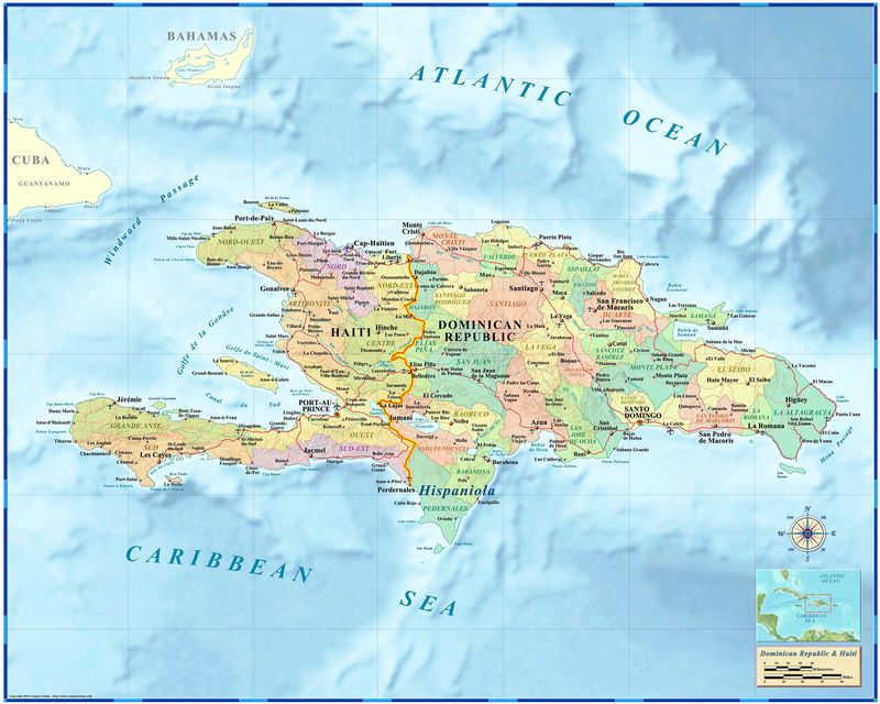 Haiti-Dominican Republic Political Wall Map by Compart Maps Maps.com