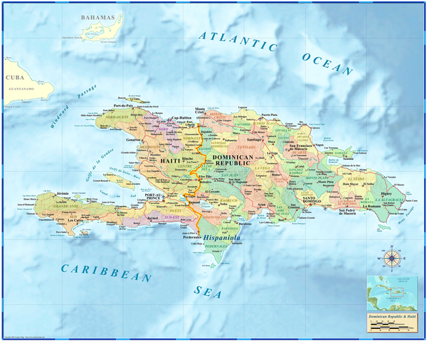 Haiti-Dominican Republic Political Wall Map by Compart Maps Maps.com