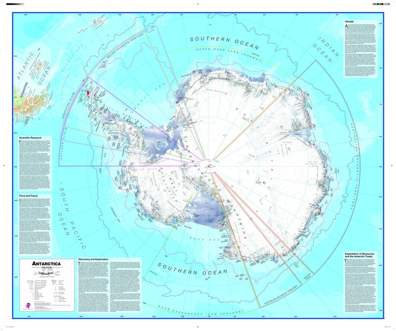 Antarctica Wall Map , Political Maps.com