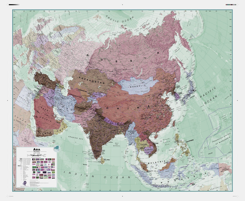 Executive Asia , Political Wall Map Maps.com