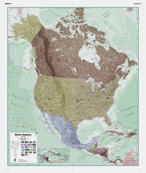 Executive North America , Political Wall Map Maps.com