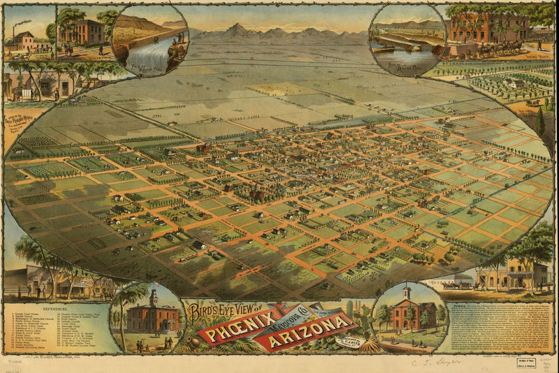 Phoenix Antique Wall Map Maps.com
