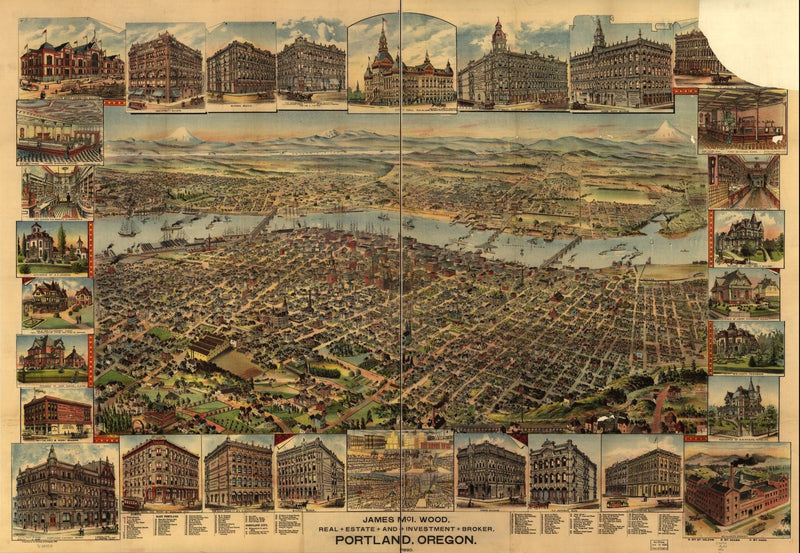 Portland Antique Wall Map Maps.com