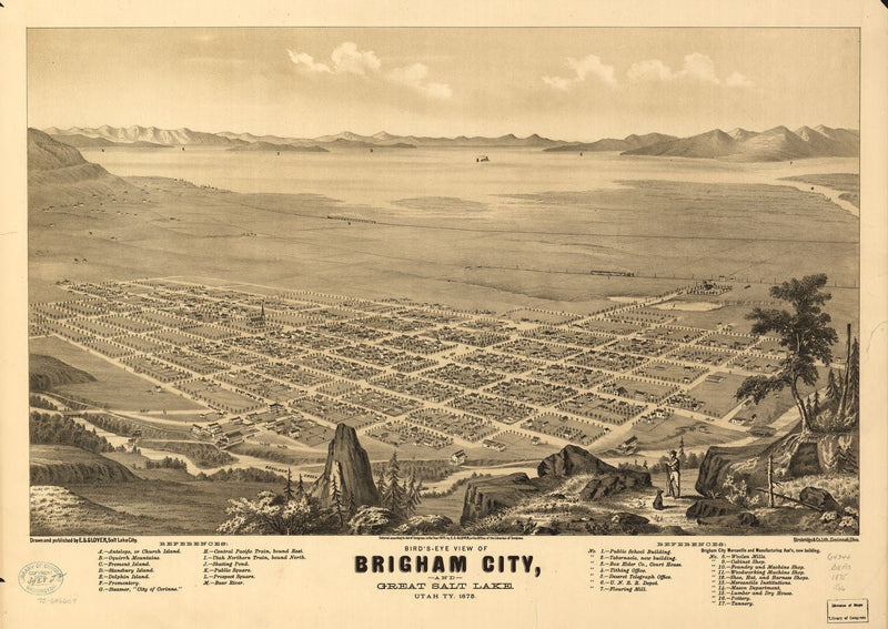 Salt Lake City Antique Wall Map Maps.com