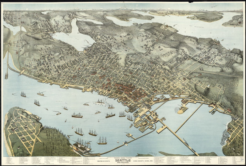 Seattle Antique Wall Map Maps.com