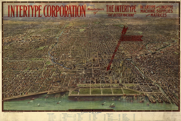 Antique Chicago Central Business Map Maps.com