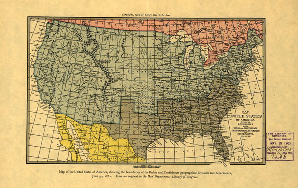 Civil War - Union and Confederate geographical divisions and departments, June 30, 1861. Maps.com