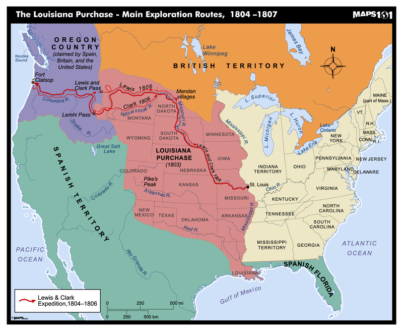 Louisiana Purchase, Main Exploration Routes, 1804-1807 Maps.com