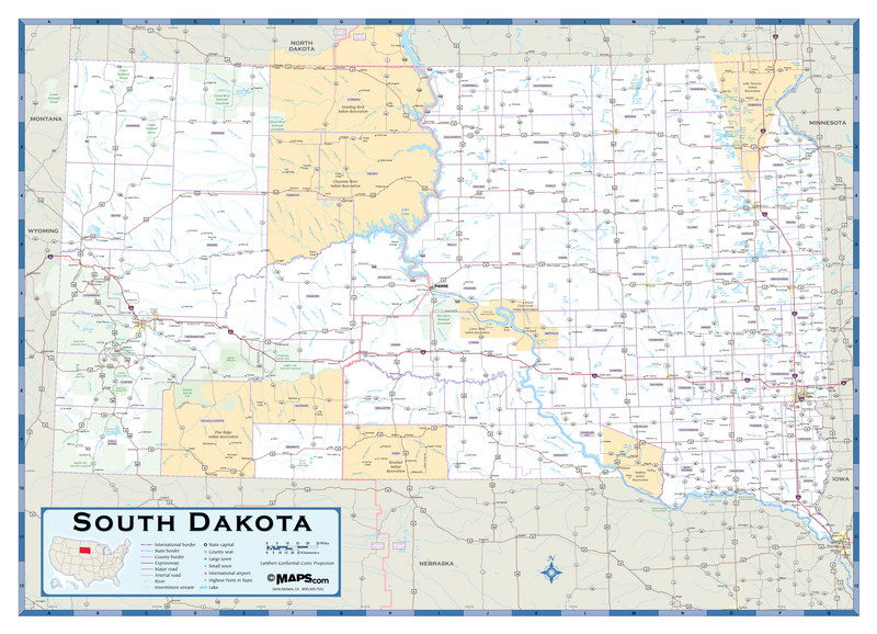South Dakota Highway Wall Map Maps.com