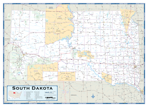 South Dakota Highway Wall Map Maps.com