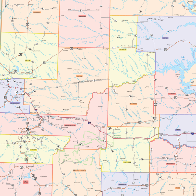 South Dakota Counties Wall Map Maps.com