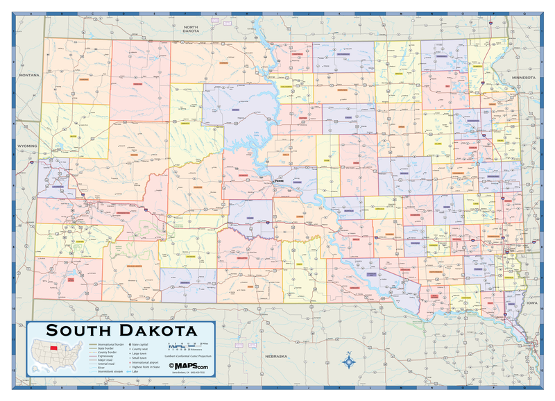 South Dakota Counties Wall Map Maps.com