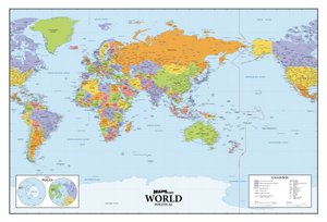 World Political Wall Map-Eurasia Centered