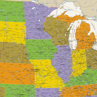 USA Political Wall Map - Contemporary Style Maps.com