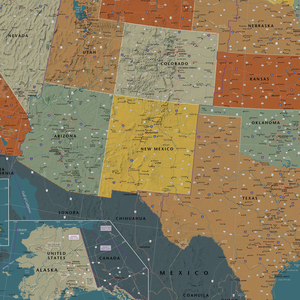USA Political Wall Map - New Century Style Maps.com