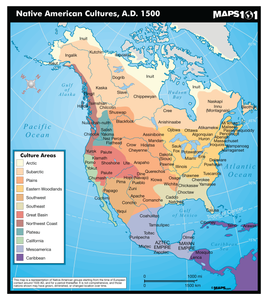 Native American Cultures Map, 1500