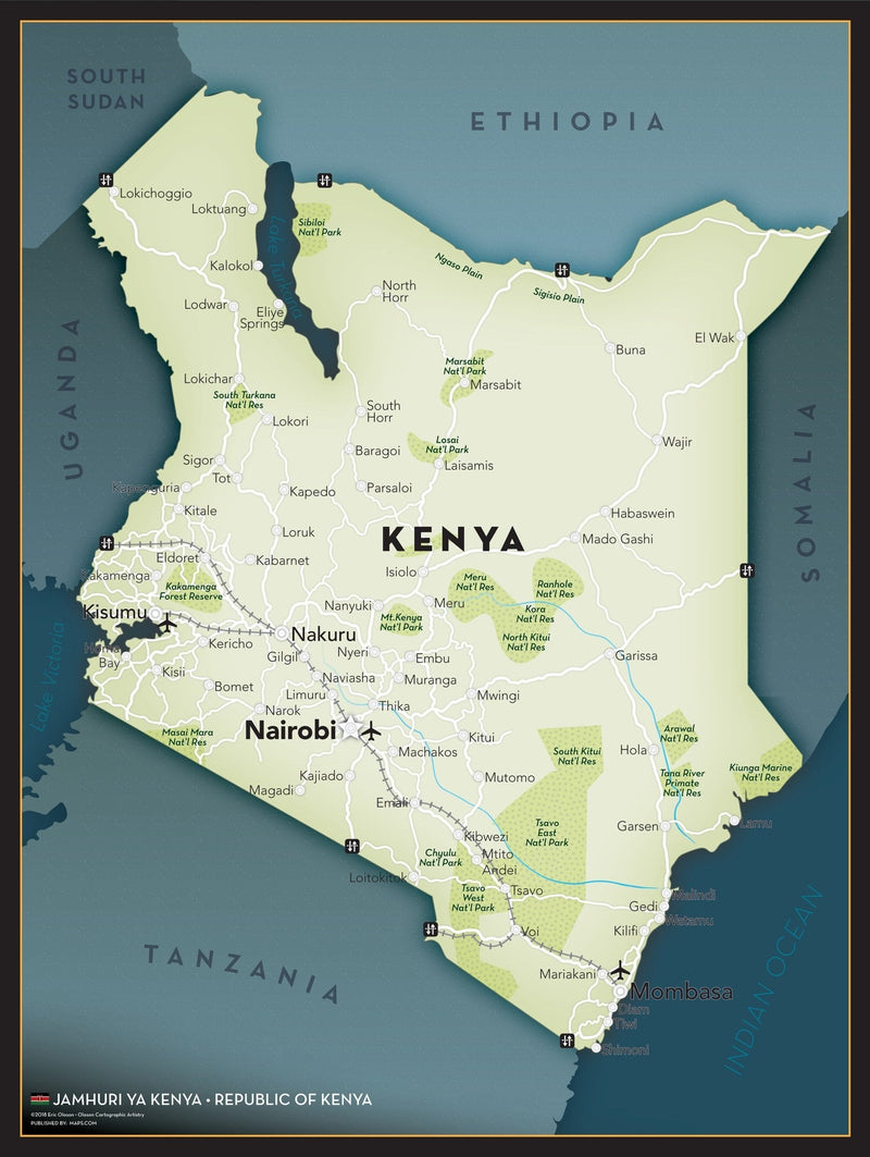 Kenya Executive Style Wall Map Maps.com