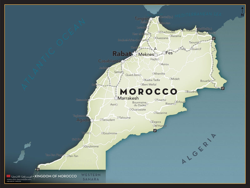 Morocco Executive Style Wall Map Maps.com