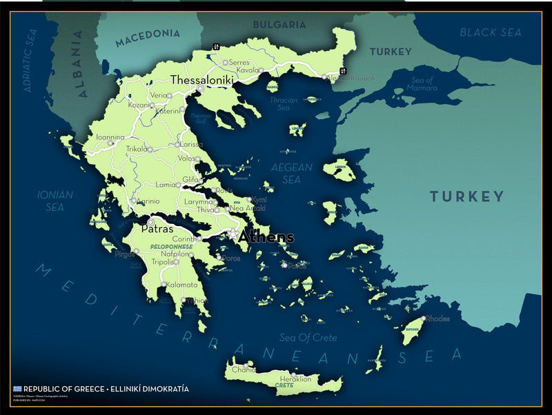 Greece Executive Style Wall Map Maps.com