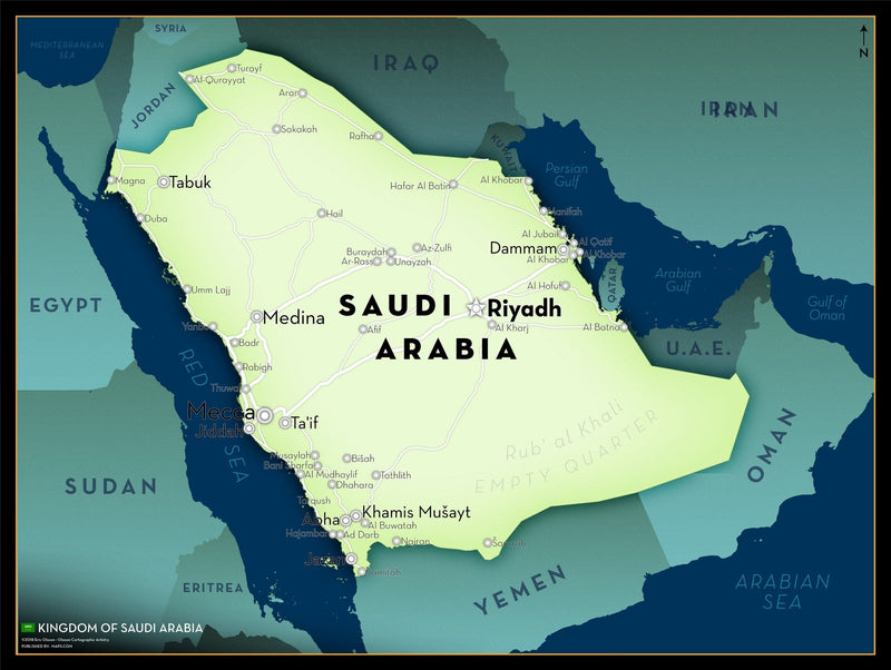 Saudi Arabia Executive Style Wall Map Maps.com
