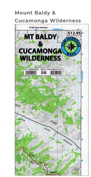 Mount Baldy and Cucamonga Wilderness, California Recreation Map by Tom Harrison Maps Eastview