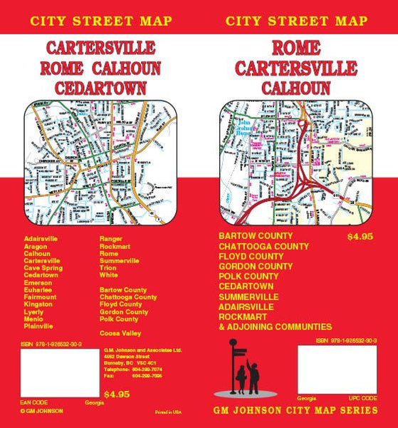 Cover of Rome / Cedartown / Cartersville / Calhoun / Summerville, Georgia Street Map by GM Johnson
