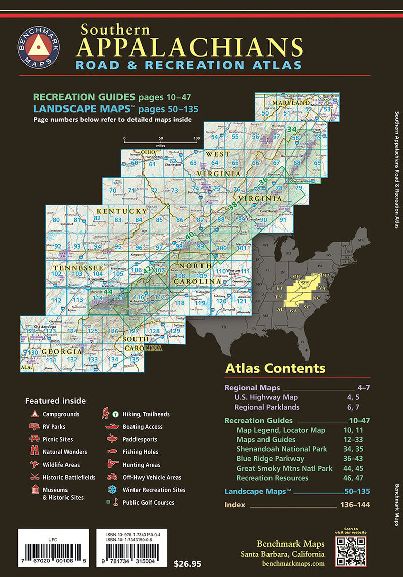 Southern Appalachians Road & Recreation Atlas Eastview