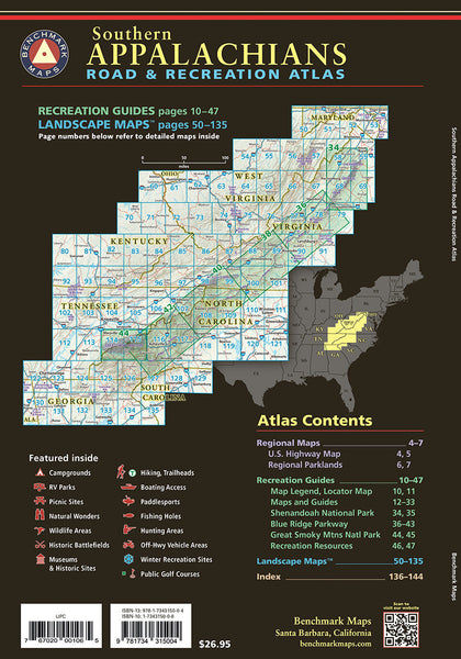 Southern Appalachians Road & Recreation Atlas Eastview